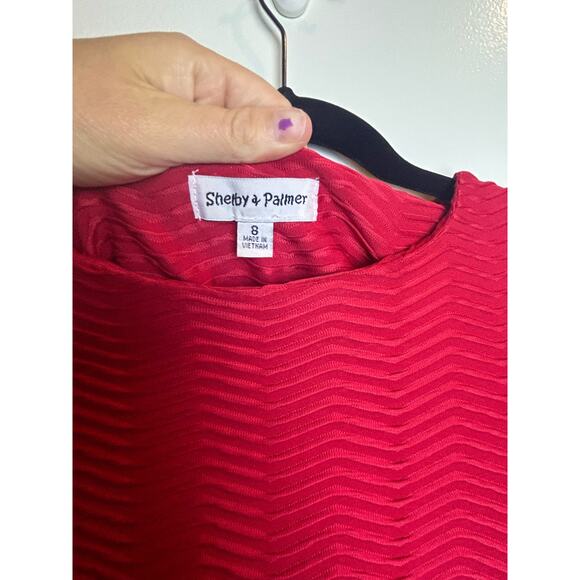 Shelby & Palmer Size 8 Red Dress Faux Wrap Style Red Texture Holiday - Picture 3 of 7